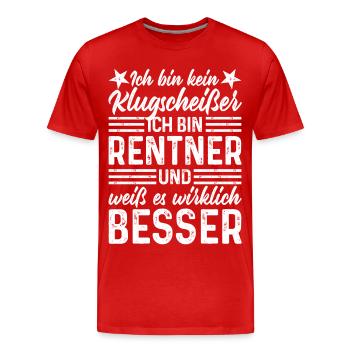 Rentner Klugscheißer  - Männer Premium Bio T-Shirt - Rot - Vorne - Damien (186cm)
