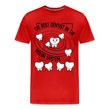 Kawaii Tooth Charm in Orbit - Men's Premium Organic T-Shirt - red - Front - Damien (186cm)