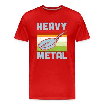 Cooking Quote Heavy Metal Iron Frying Pan Cook - Men's Premium Organic T-Shirt - red - Front - Damien (186cm)