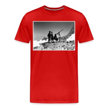 Trois hommes et un télescope - T-shirt bio Premium Homme - rouge - Devant - Damien (186cm)