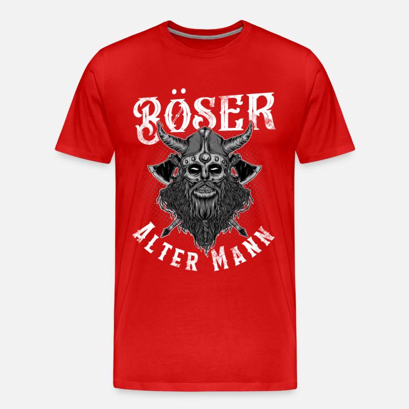 Böser Alter Mann Wikinger - Männer Premium Bio T-Shirt - Rot