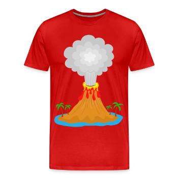 Volcan, éruption, île volcanique, lave, palmiers, montagne - T-shirt bio Premium Homme - rouge - Devant - Damien (186cm)