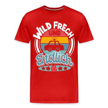 6 Jahre Kinder Polizeiauto - Männer Premium Bio T-Shirt - Rot - Vorne - Damien (186cm)