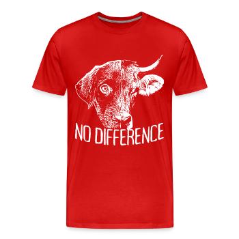 Aucune différence Végétalien Végétarien Chien Vache Vegan - T-shirt bio Premium Homme - rouge - Devant - Damien (186cm)