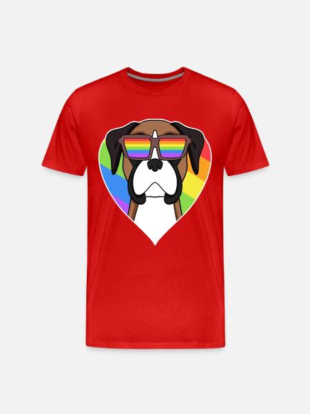 Boxer Dog Rainbow Heart - Men's Premium Organic T-Shirt - red