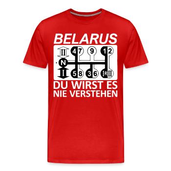 Belarus Gangschaltung - Du wirst es nie verstehen - Männer Premium Bio T-Shirt - Rot - Vorne - Damien (186cm)