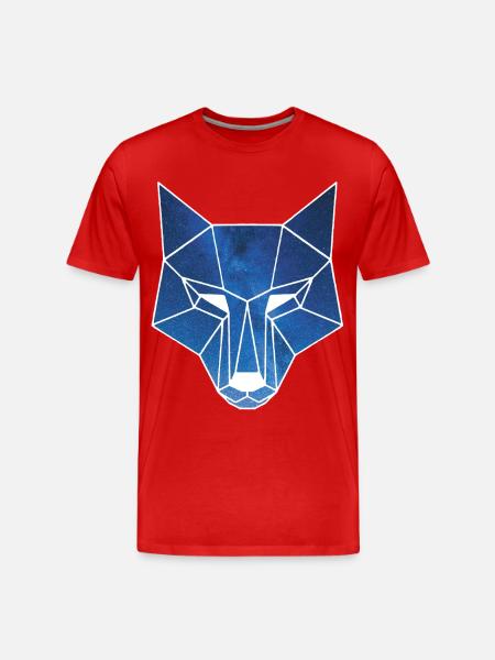 White wolf and starry sky - Men's Premium Organic T-Shirt - red