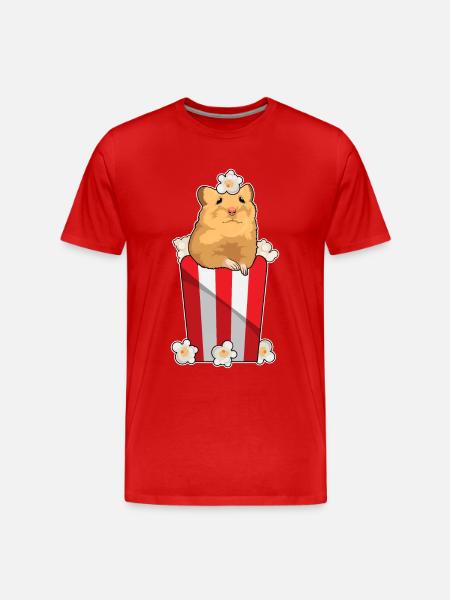 Hamster Popcorn - Männer Premium Bio T-Shirt - Rot
