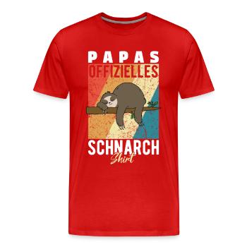 Papas Schnarchshirt Schlafshirt Faultier Retro - Männer Premium Bio T-Shirt - Rot - Vorne - Damien (186cm)