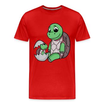 Turtle with Baby Turtle - Men's Premium Organic T-Shirt - red - Front - Damien (186cm)