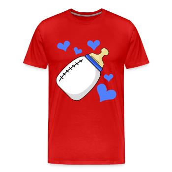 Bouteille de lait Garçon enceinte naissance - T-shirt bio Premium Homme - rouge - Devant - Damien (186cm)