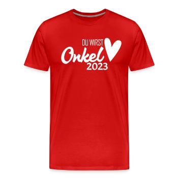 Onkel 2023 - Onkel werden - Männer Premium Bio T-Shirt - Rot - Vorne - Damien (186cm)