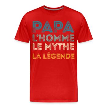 Papa Homme Mythe Légende - T-shirt bio Premium Homme - rouge - Devant - Damien (186cm)