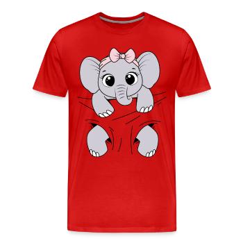 Bébé Éléphant Porter Animal Drôle Bébé Éléphant - T-shirt bio Premium Homme - rouge - Devant - Damien (186cm)