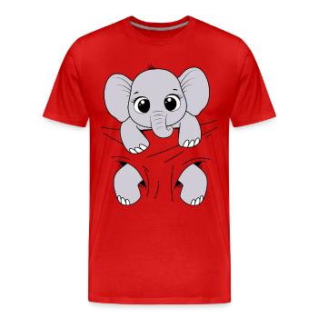 Bébé Éléphant Animal Drôle Porter Bébé Éléphant - T-shirt bio Premium Homme - rouge - Devant - Damien (186cm)