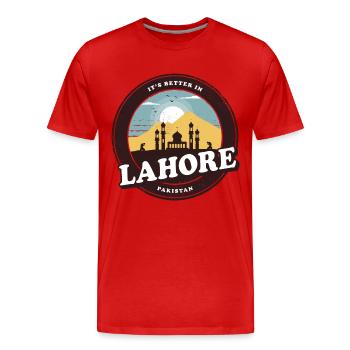 Lahore Pakistan Moschee Design - Männer Premium Bio T-Shirt - Rot - Vorne - Damien (186cm)