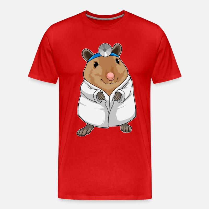 Ratte als Arzt mit Arztkittel - Männer Premium Bio T-Shirt - Rot