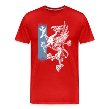 Rostock - standing griffin - blue white - Men's Premium Organic T-Shirt - red - Front - Damien (186cm)