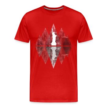 New York - Manhattan et Miss Liberty - T-shirt bio Premium Homme - rouge - Devant - Damien (186cm)