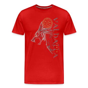 Valhalla Wolf Vegvisir Viking Boussole Runique - T-shirt bio Premium Homme - rouge - Devant - Damien (186cm)