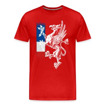griffon debout bleu blanc rouge Rostock - T-shirt bio Premium Homme - rouge - Devant - Damien (186cm)