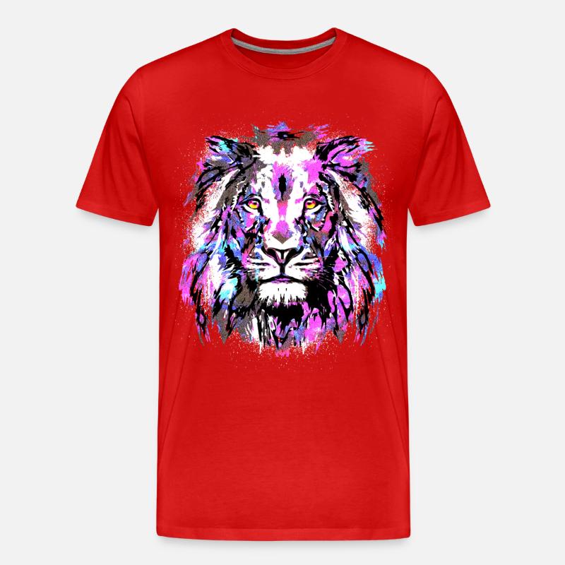 Sternzeichen Löwe Bunt - Grosskatze - Wildlife - Männer Premium Bio T-Shirt - Rot