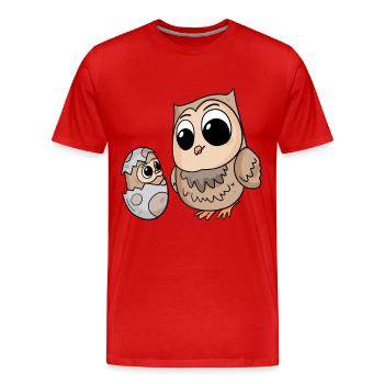 Eule mit Baby Eule - Männer Premium Bio T-Shirt - Rot - Vorne - Damien (186cm)