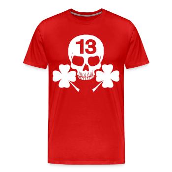 Crâne blanc porte-bonheur - T-shirt bio Premium Homme - rouge - Devant - Damien (186cm)