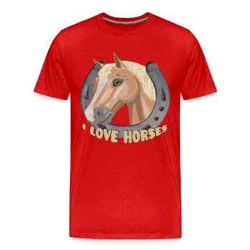 J’aime les chevaux cheval cheval - T-shirt bio Premium Homme - rouge - Devant - Damien (186cm)