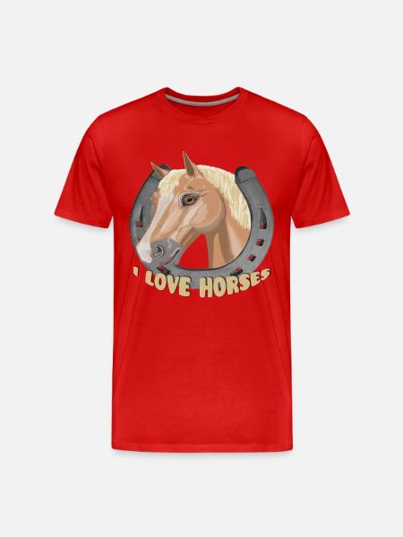J’aime les chevaux cheval cheval - T-shirt bio Premium Homme - rouge