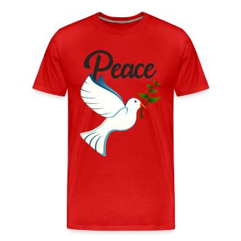 PAIX Colombe de la Paix - T-shirt bio Premium Homme - rouge - Devant - Damien (186cm)