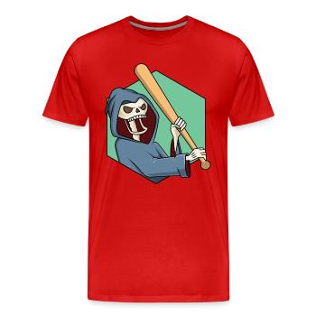 Grim Reaper with baseball bat - Men's Premium Organic T-Shirt - red - Front - Damien (186cm)