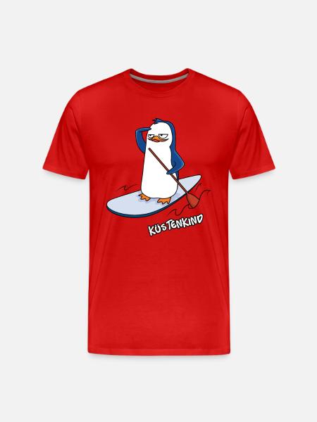 Küstenkind Pinguin - Männer Premium Bio T-Shirt - Rot