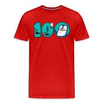 Pingouin du 100e anniversaire - T-shirt bio Premium Homme - rouge - Devant - Damien (186cm)
