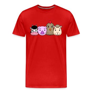 Animaux mignons - T-shirt bio Premium Homme - rouge - Devant - Damien (186cm)