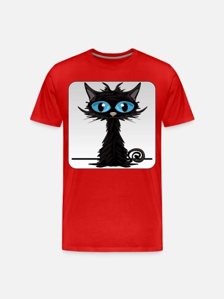 Chat Noir - Yeux Bleus - T-shirt bio Premium Homme - rouge