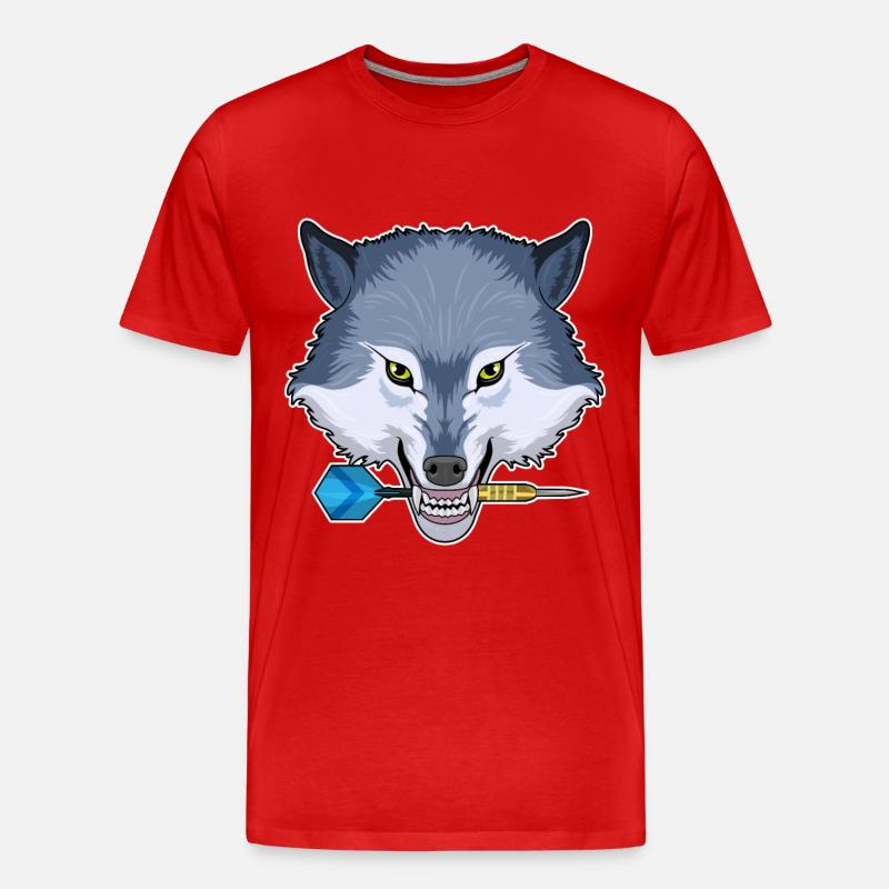 Wolf Dart Dartpfeil - Männer Premium Bio T-Shirt - Rot