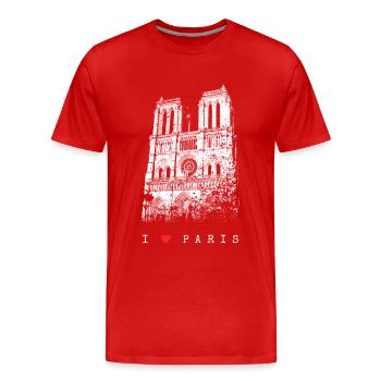 Notre Dame Paris Skyline France I Love Paris - Men's Premium Organic T-Shirt - red - Front - Damien (186cm)