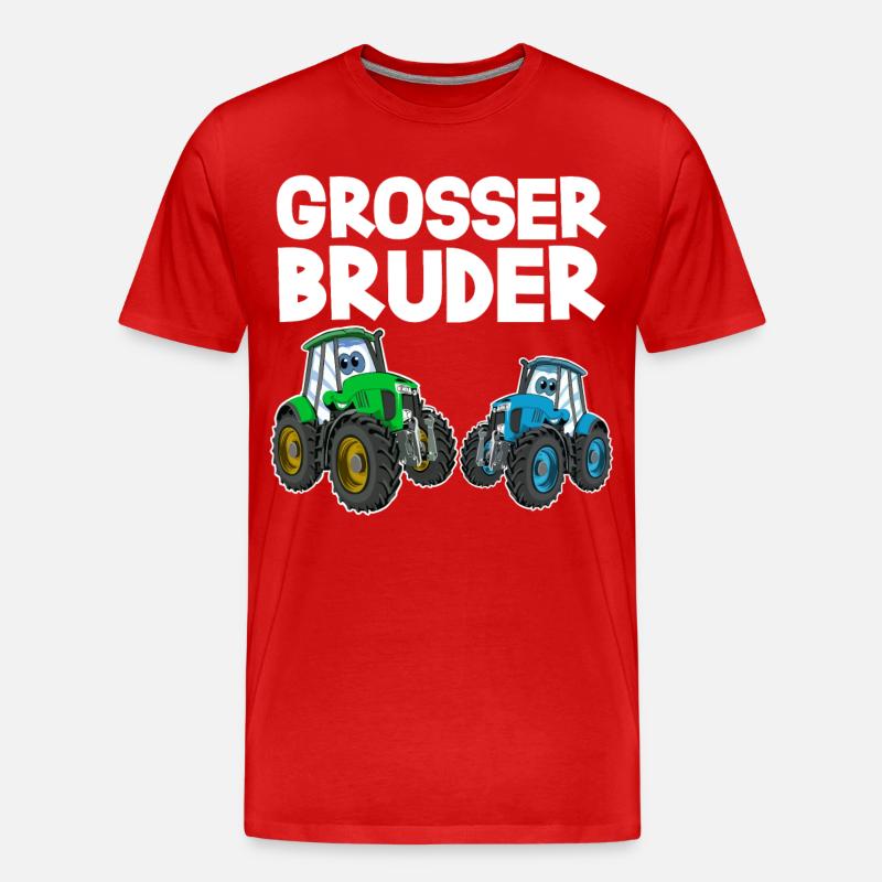 Grosser Bruder Traktor - Männer Premium Bio T-Shirt - Rot