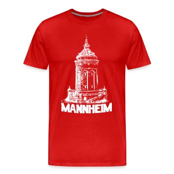 Mannheimer Wasserturm - Mannheim - Männer Premium Bio T-Shirt - Rot - Vorne - Damien (186cm)