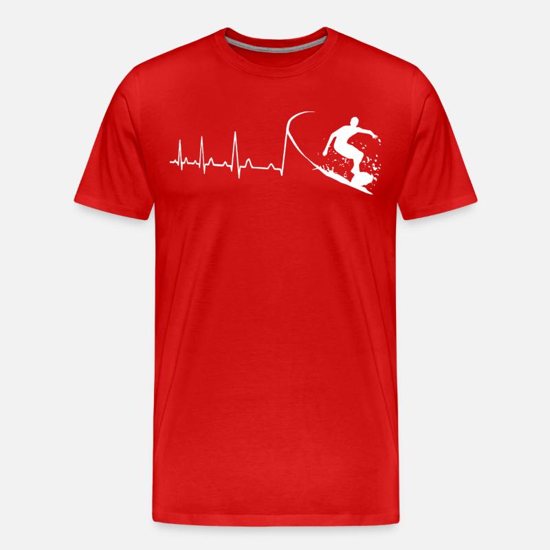 Surfer Herzschlag - Männer Premium Bio T-Shirt - Rot