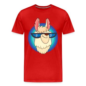 Lama frais avec des verres frais - T-shirt bio Premium Homme - rouge - Devant - Damien (186cm)