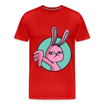 Pouce de lapin vers le bas - T-shirt bio Premium Homme - rouge - Devant - Damien (186cm)