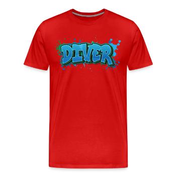 Diver Graffiti Paint Splash - Gift for Divers - Men's Premium Organic T-Shirt - red - Front - Damien (186cm)