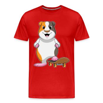 Meerschweinchen Skater Skateboard - Männer Premium Bio T-Shirt - Rot - Vorne - Damien (186cm)