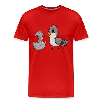 Moineau domestique avec bébé moineau domestique - T-shirt bio Premium Homme - rouge - Devant - Damien (186cm)