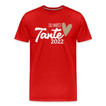 Werdende Tante 2022 Loading Nachwuchs - Männer Premium Bio T-Shirt - Rot - Vorne - Damien (186cm)