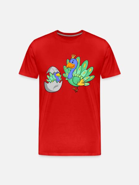 Peacock with baby peacock - Men's Premium Organic T-Shirt - red