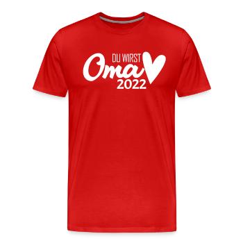 Oma 2022 - Werdende Oma 2022 - Männer Premium Bio T-Shirt - Rot - Vorne - Damien (186cm)