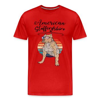 Staffordshire Terrier américain rétro - T-shirt bio Premium Homme - rouge - Devant - Damien (186cm)